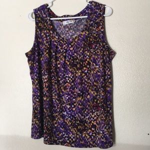 Multicolor print sleeveless shell top